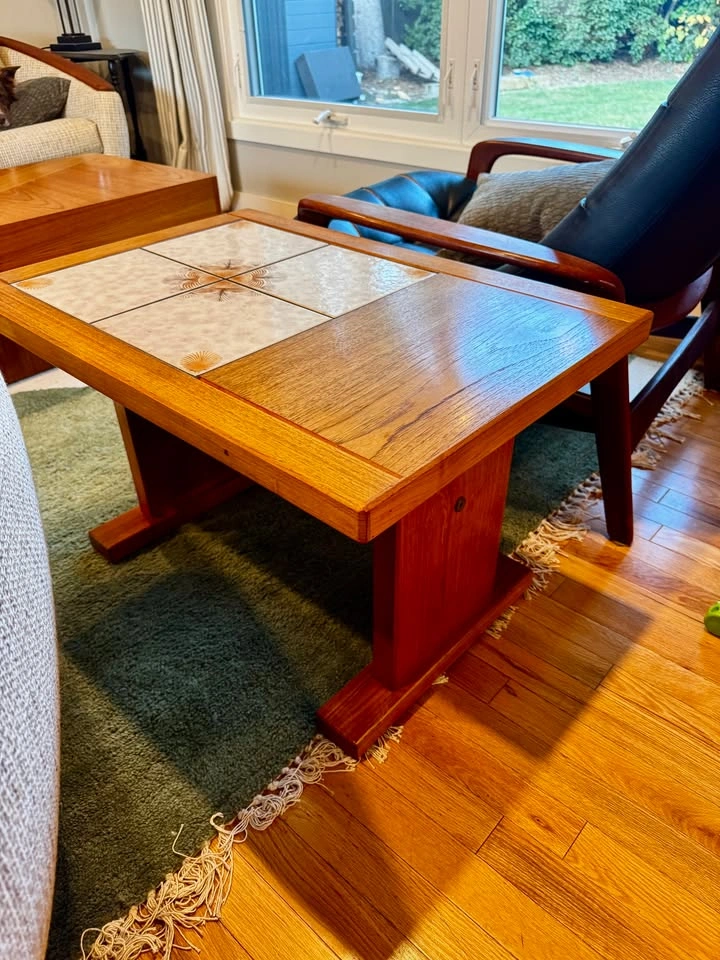 Mid Century Modern Teak Side Table Ceramic Tile Top - photo 3