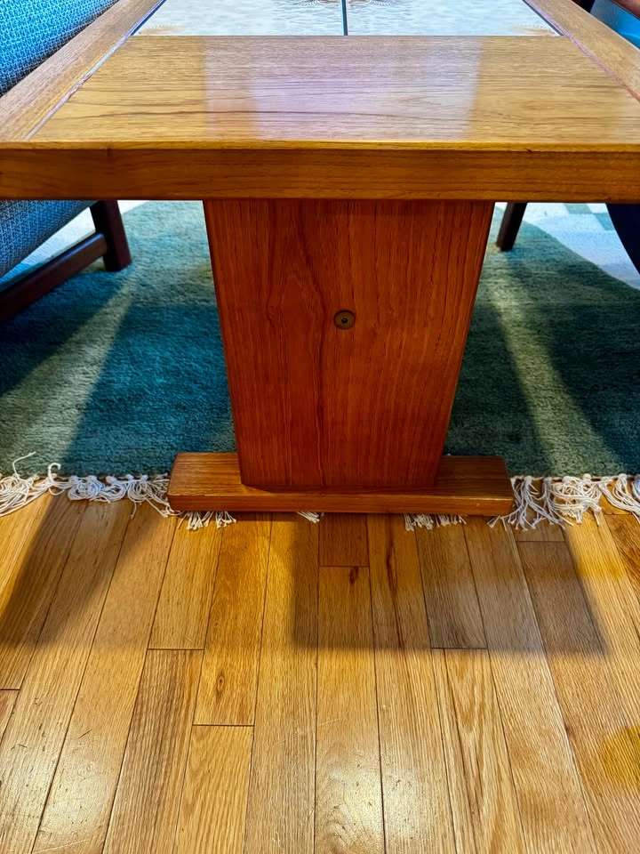Mid Century Modern Teak Side Table Ceramic Tile Top - photo 5