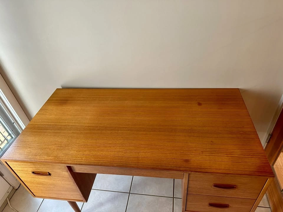 Teak Mid Century Modern Desk Made in Canada Finished Back - photo 3