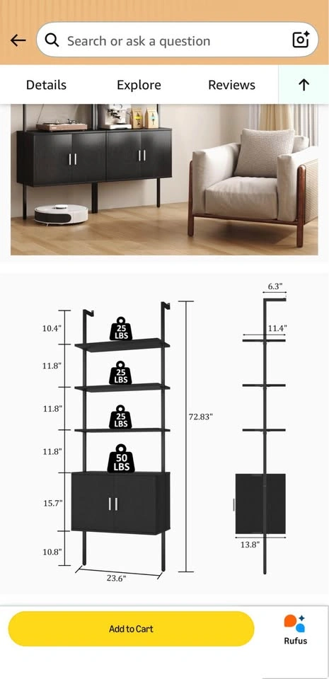 Ladder Bookshelf with Cabinet - photo 5