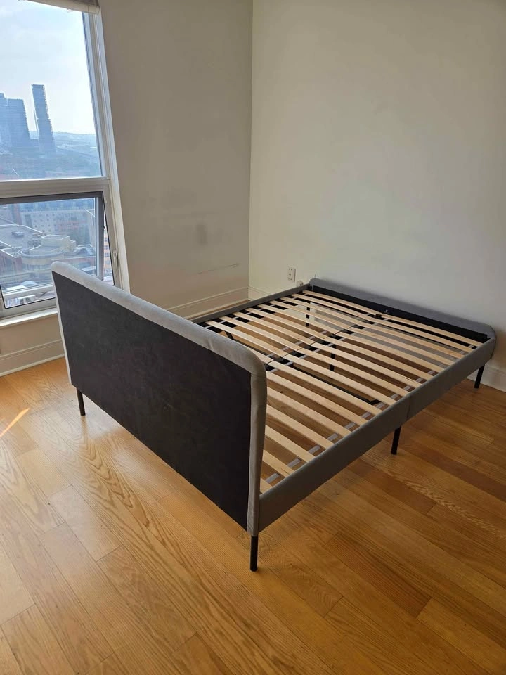 Upholstered bed frame, light gray - photo 3