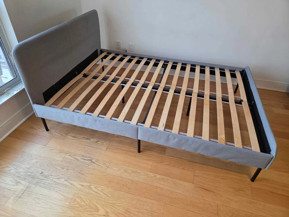 Upholstered bed frame, light gray - photo 5