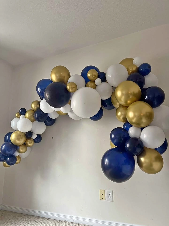 Navy Blue, Gold, and White Balloon Garland Kit