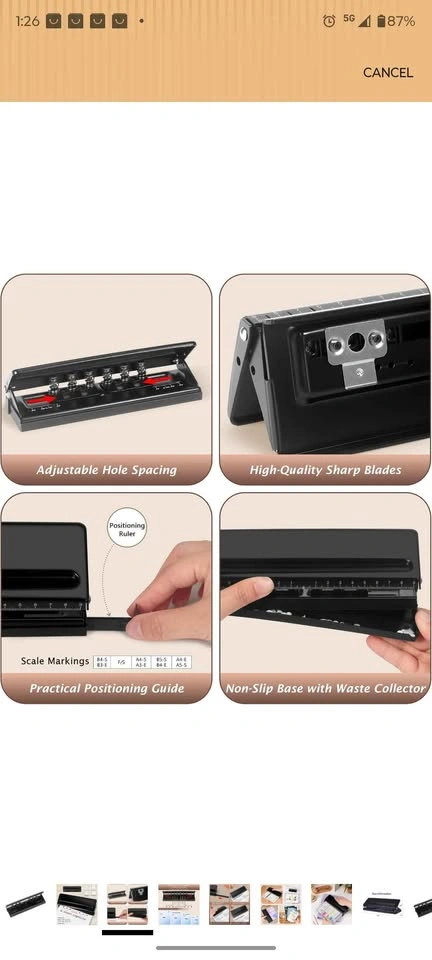 NEW ADJUSTABLE 6 HOLE PUNCH ALL METAL - photo 4
