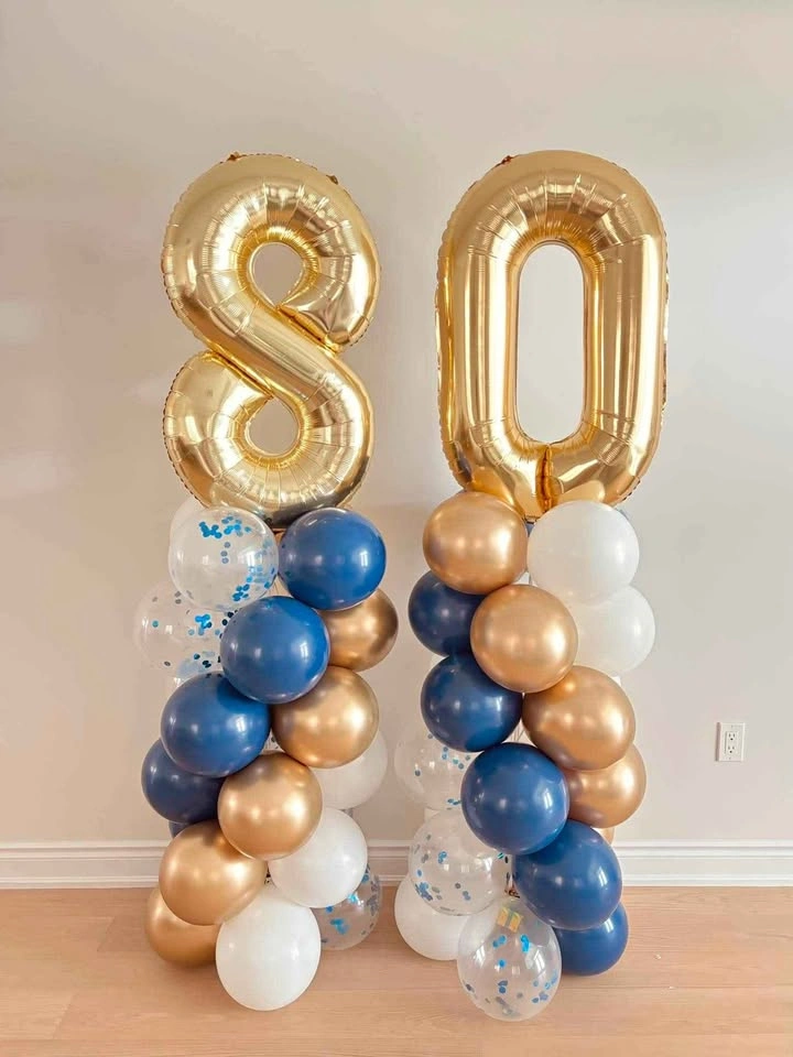 80th Birthday Balloon Columns