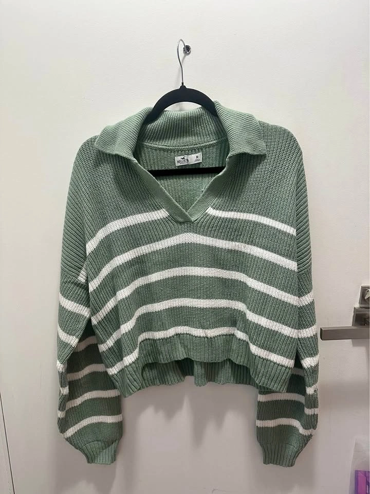 Hollister Striped Polo Sweater Size Medium