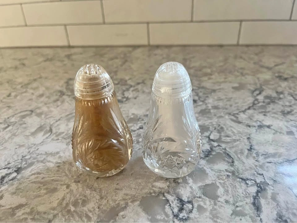 Vintage Crystal Salt and Pepper Shakers