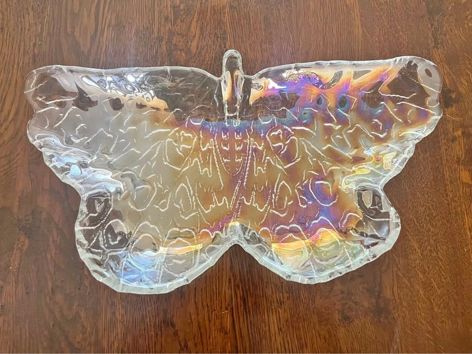Iridescent Butterfly Glass Dish