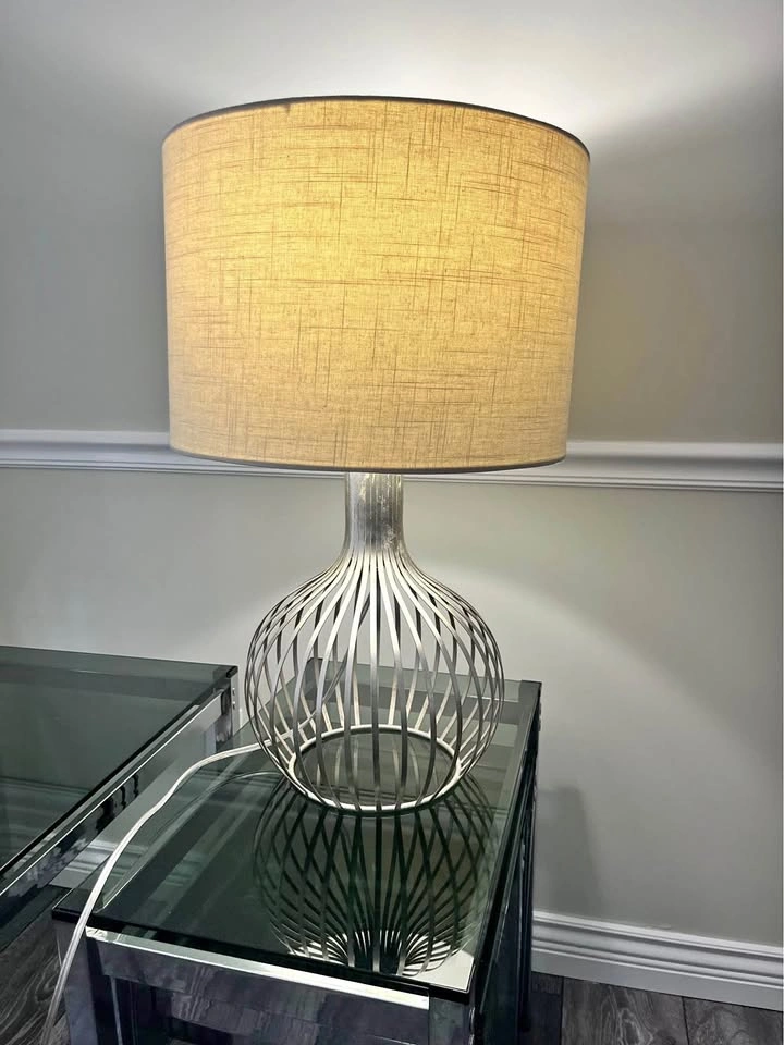 Modern Silver Metal Cage Table Lamp