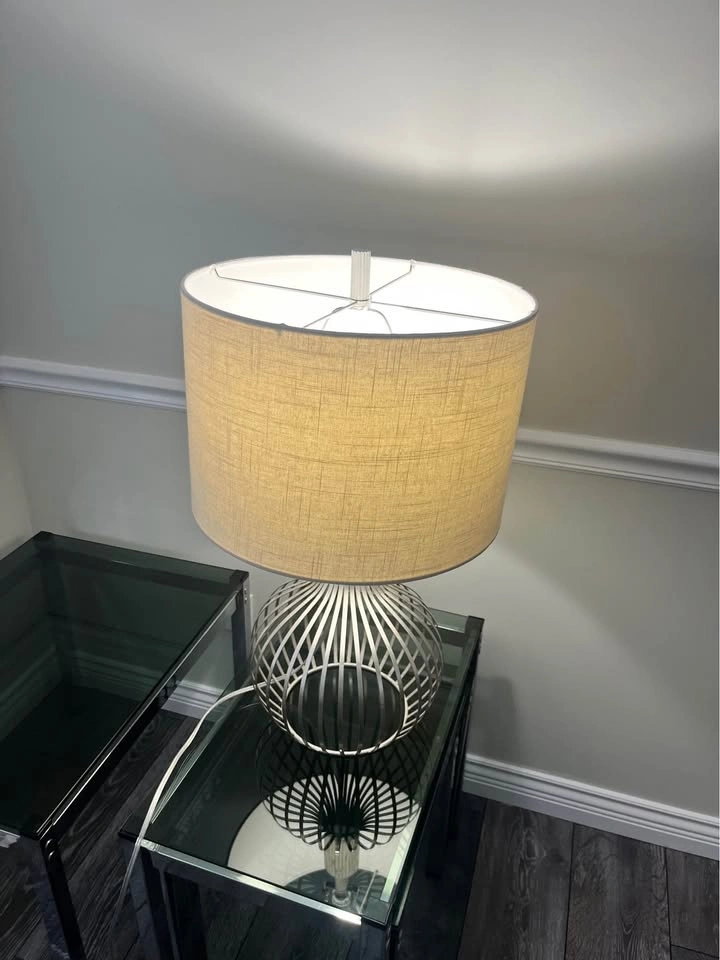 Modern Silver Metal Cage Table Lamp - photo 2