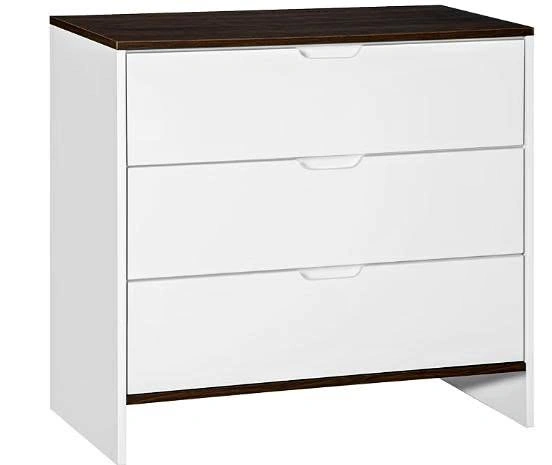 HOMCOM 3-Drawer Dresser – White & Dark Brown – Modern Design