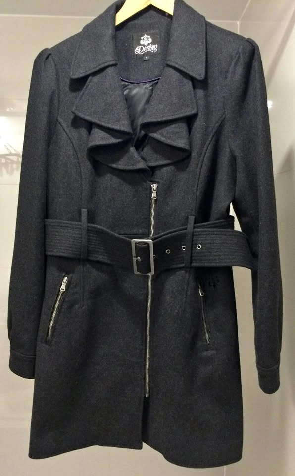 Grey Dereon Belted Wool Coat – Women’s L – $40