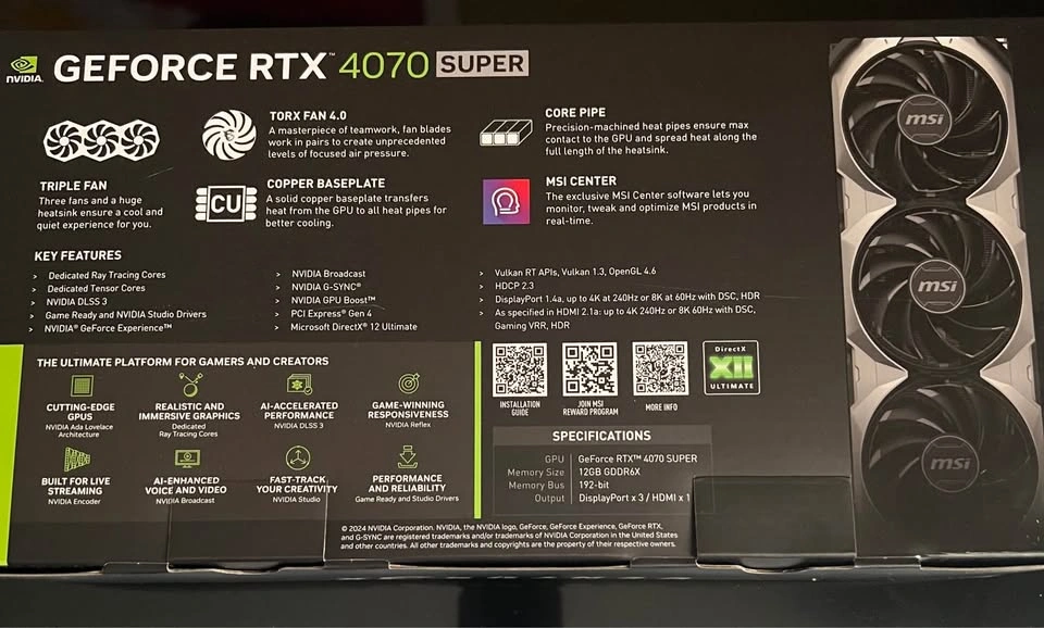 MSI RTX 4070 SUPER VENTUS 3X OC 12GB GDDR6X - Original Box - photo 3