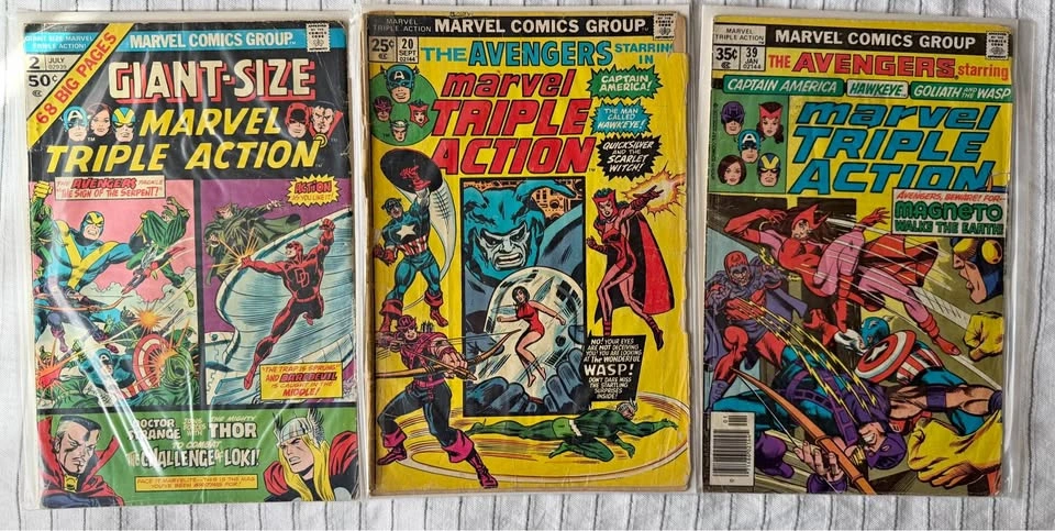 Marvel Triple Action Avengers Reprints - Gil Kane Art Lot