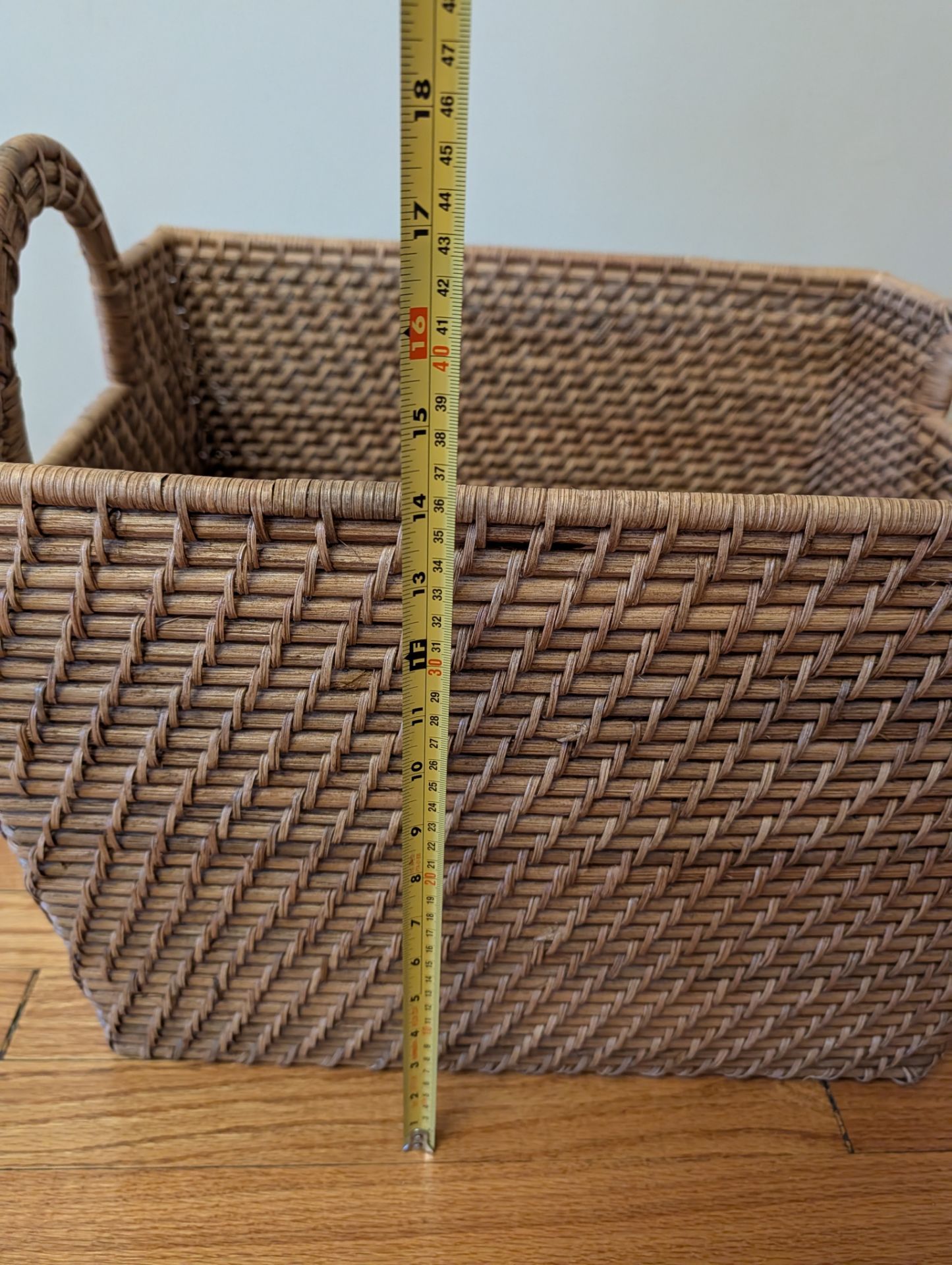 Large Woven Wicker Storage Basket with Handles - photo 3