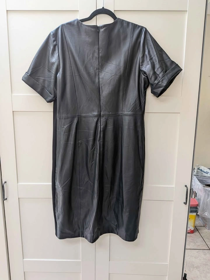 SIKA Collection Black Faux Leather Studded Midi Dress Size 16 - photo 2