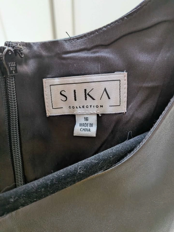 SIKA Collection Black Faux Leather Studded Midi Dress Size 16 - photo 3