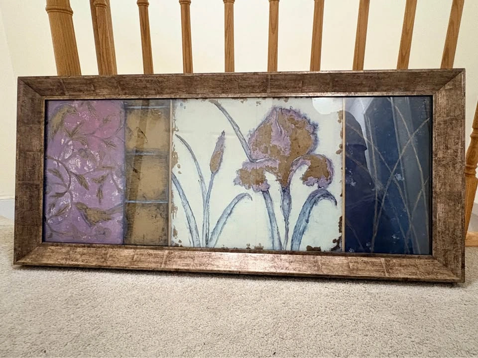 Framed Iris and Bird Triptych Wall Art - photo 2