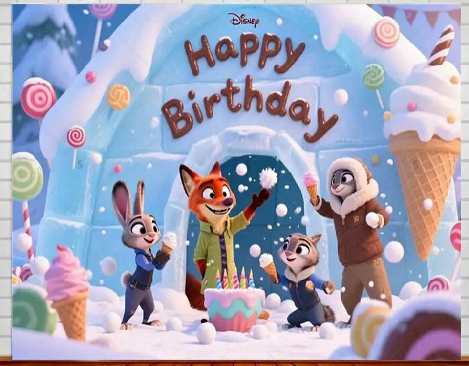 Disney Zootopia Happy Birthday Backdrop