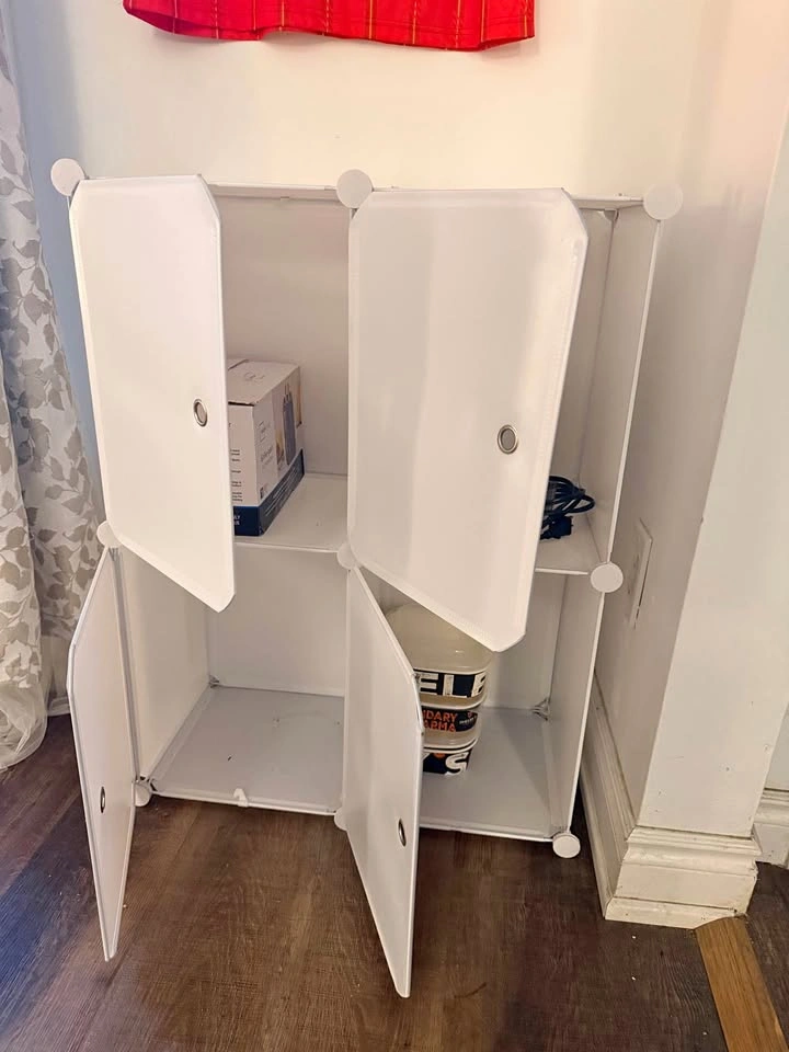 White 4-Cube Modular Storage Organizer with Doors