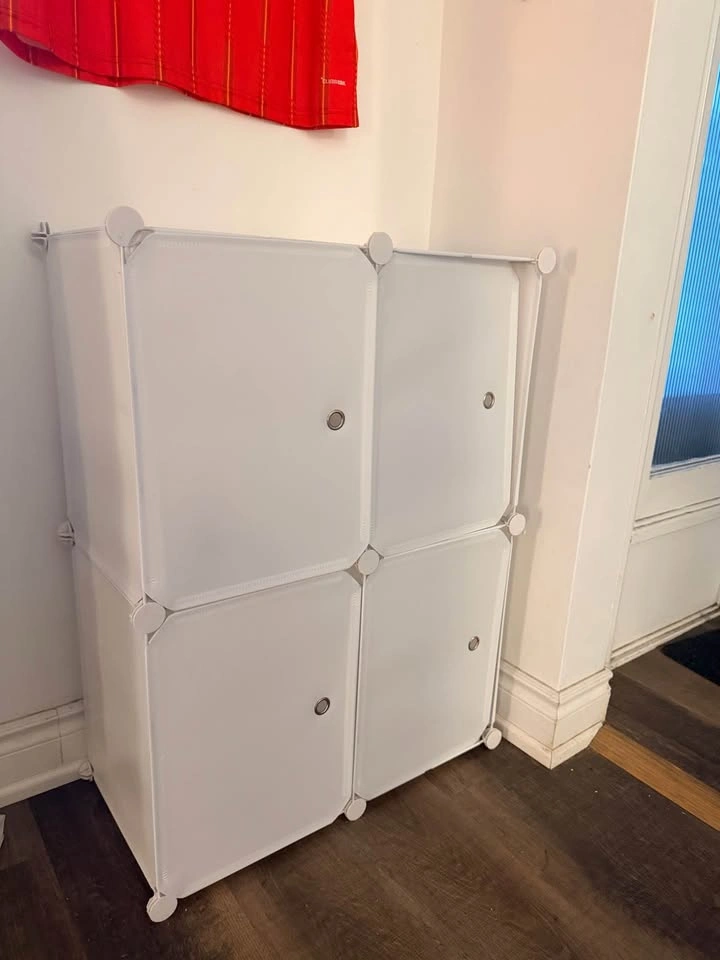 White 4-Cube Modular Storage Organizer with Doors - photo 2