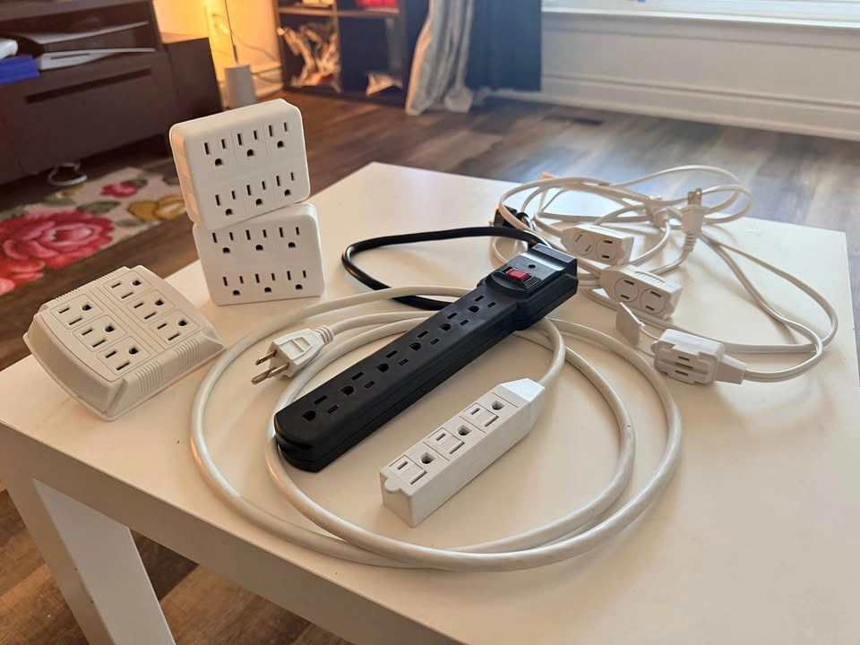 Power Bar, Extension Cord & 6-Outlet Adapter Bundle
