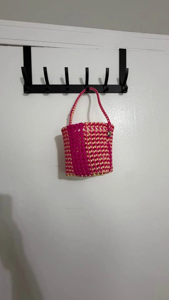 Handmade Pink & Cream Mini Woven Basket 💖 - photo 2