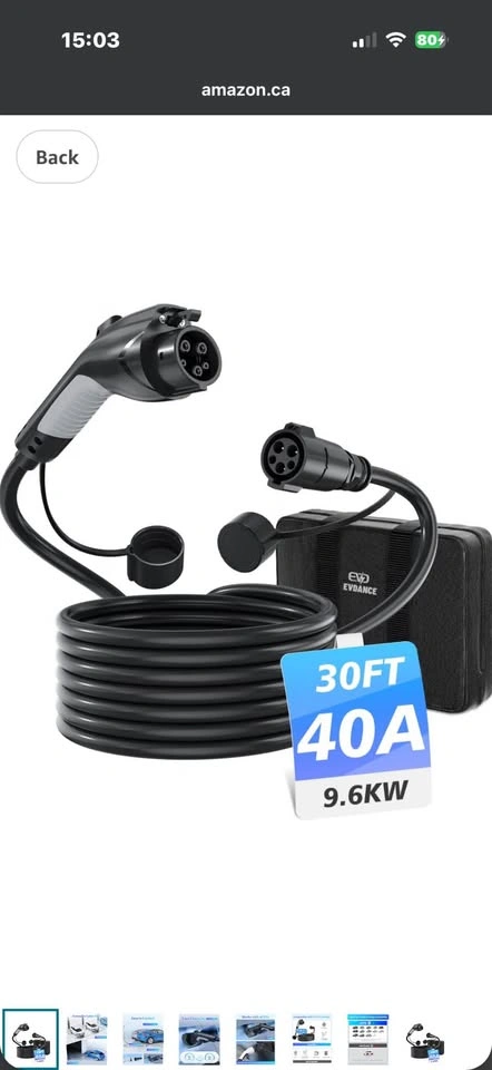 EVDANCE J1772 EV Charger Extension Cable 40A 30FT - photo 2