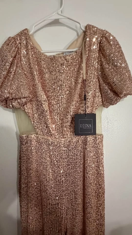 NEW Mac Duggal (IEENA) Rose Gold Sequin Gown — Size 8, Tags Atta - photo 3