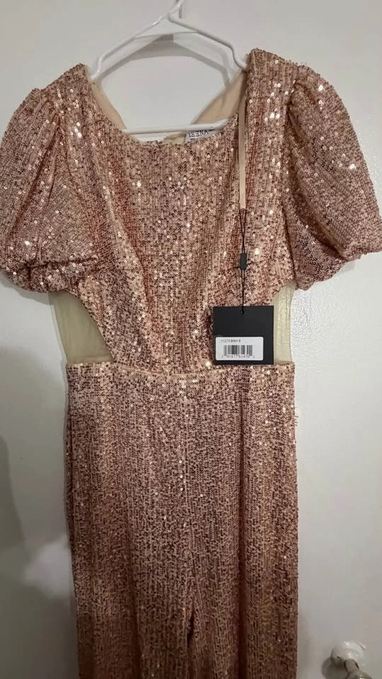 NEW Mac Duggal (IEENA) Rose Gold Sequin Gown — Size 8, Tags Atta - photo 4