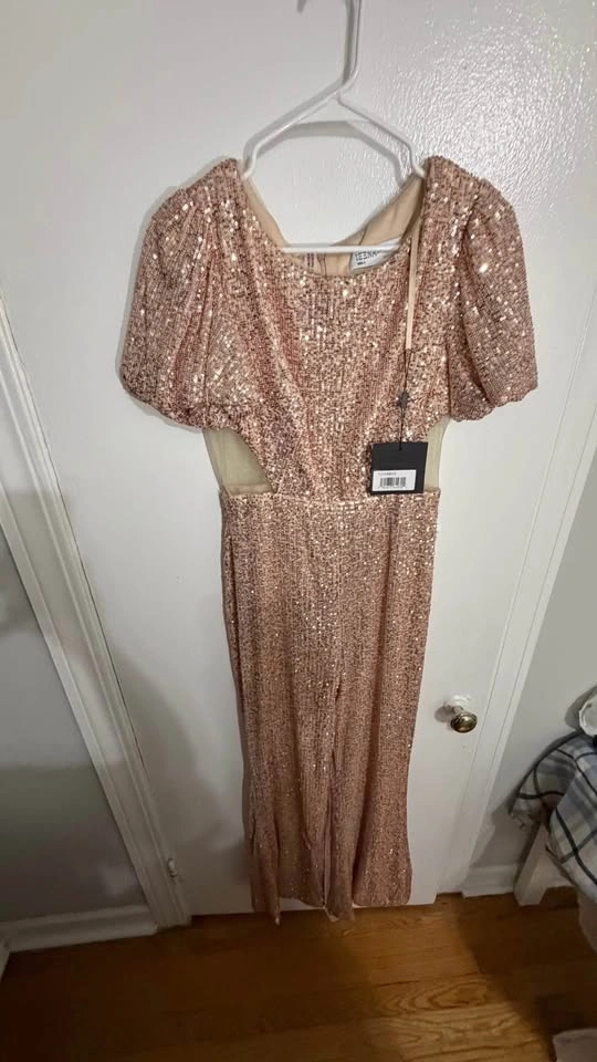 NEW Mac Duggal (IEENA) Rose Gold Sequin Gown — Size 8, Tags Atta - photo 5