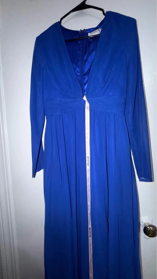 NEW Mac Duggal (IEENA) Royal Blue Chiffon Gown — Size 6, Tags At - photo 3