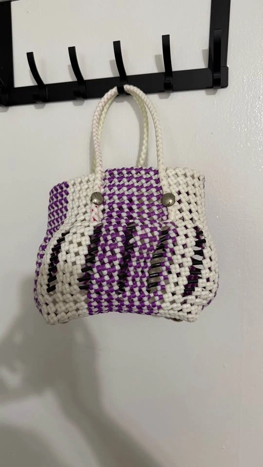 Handwoven Tote Bag — Purple, White & Black, Made by Hand in Indi - photo 2