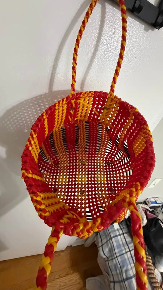 Large Handwoven Market Tote — Red, Yellow & Black - photo 2