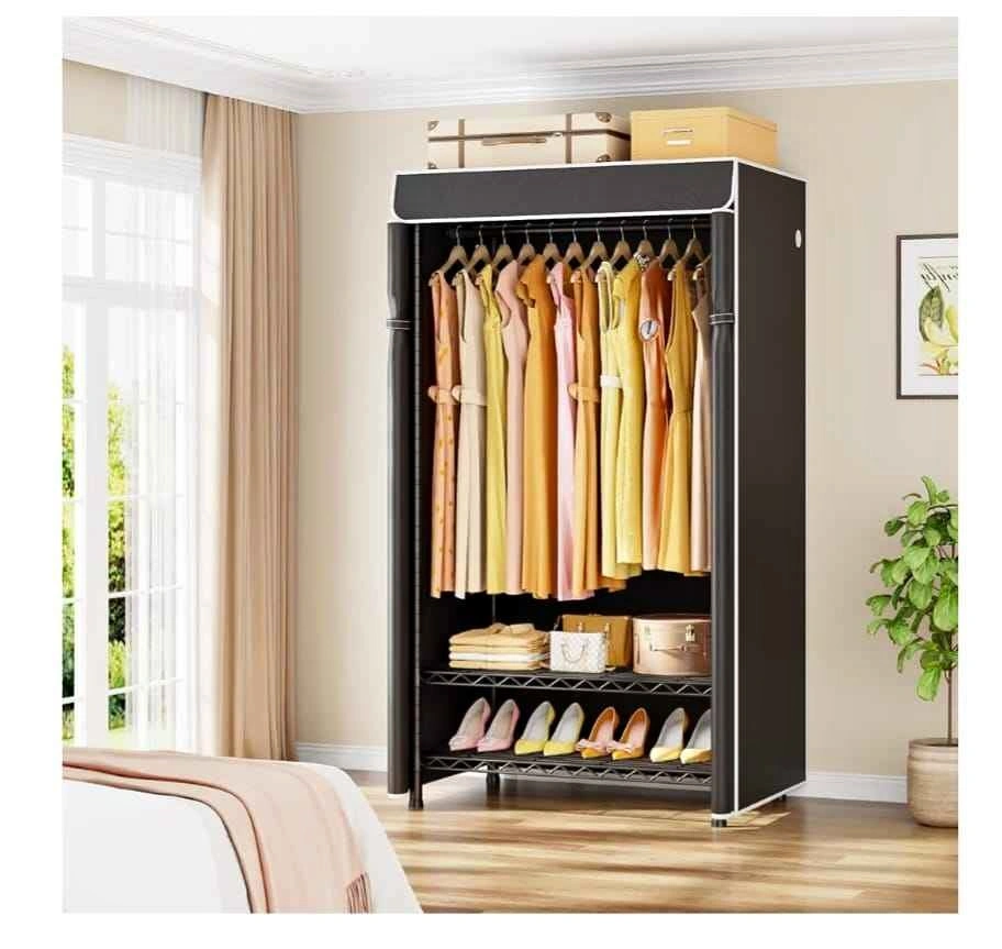 Brand new Heavy Duty Garment Rack with Cover and Shelves