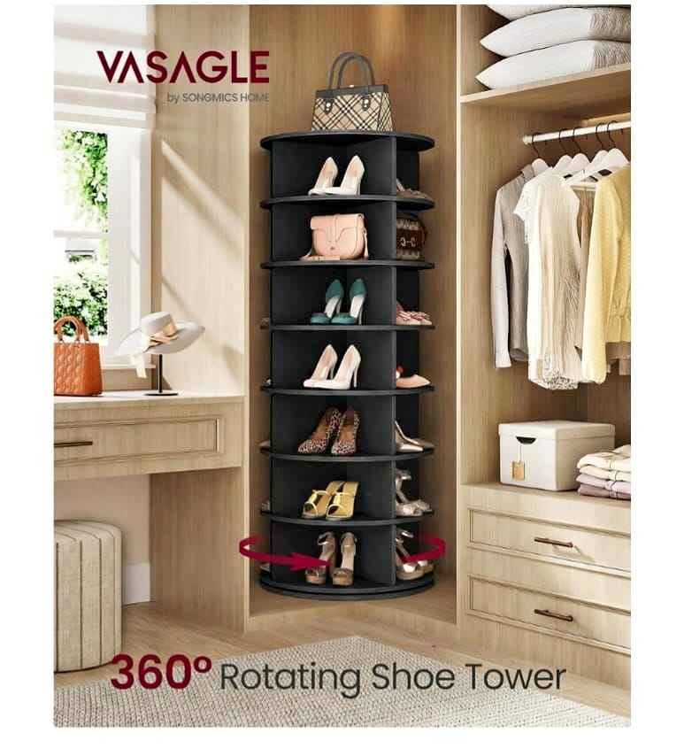 VASAGLE 360° Rotating Shoe Tower