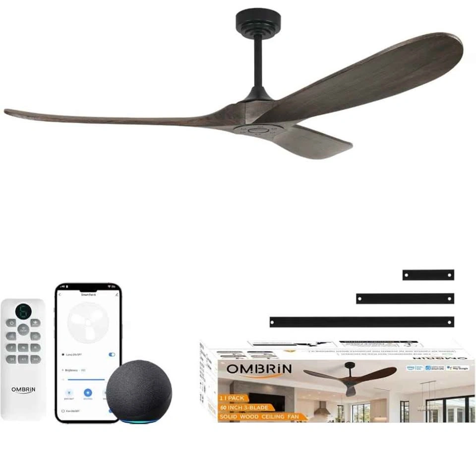 72" Wood Ceiling Fan - Smart, No Light, Indoor/Outdoor - photo 3