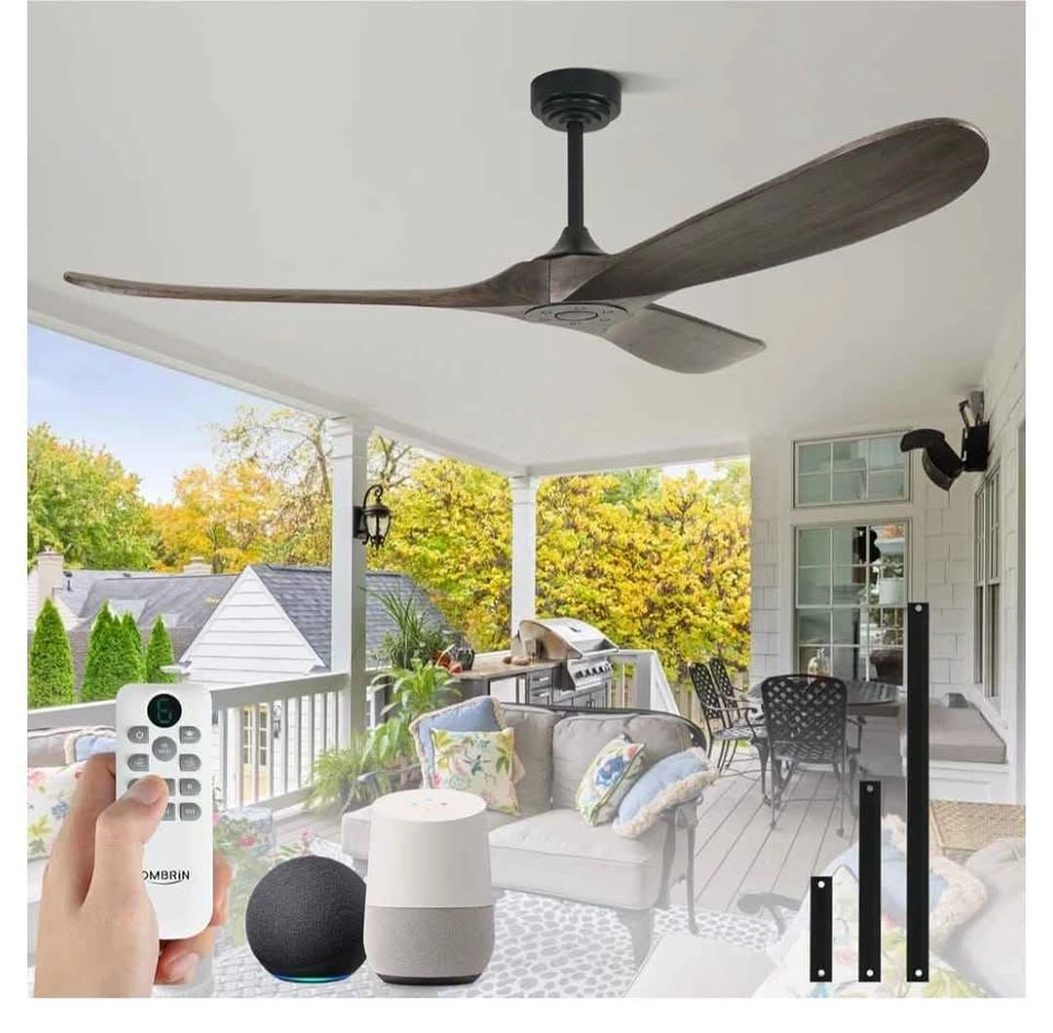 72" Wood Ceiling Fan - Smart, No Light, Indoor/Outdoor - photo 4