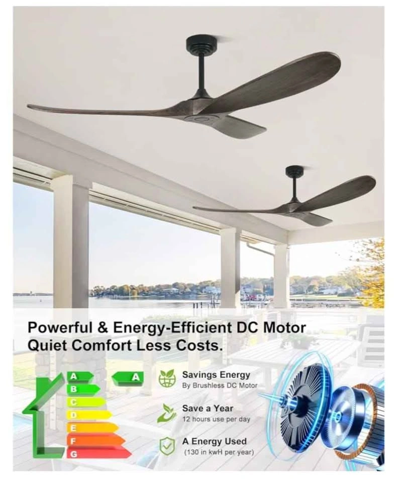 72" Wood Ceiling Fan - Smart, No Light, Indoor/Outdoor - photo 5