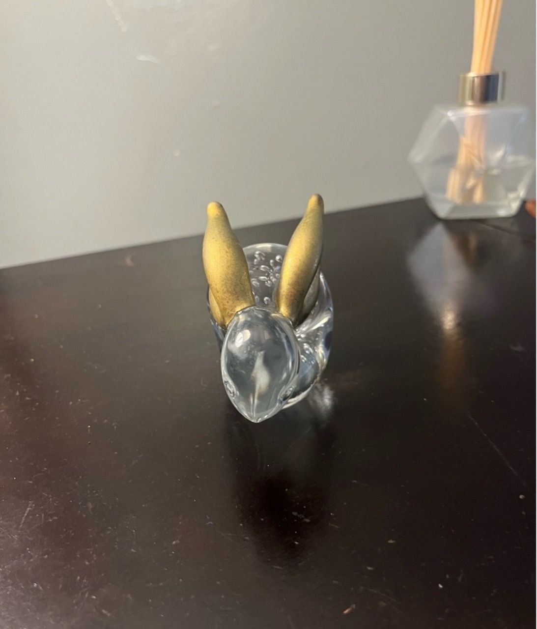 Clear GlassArt Bunny Rabbit Paperweight With Gold Ears - photo 2