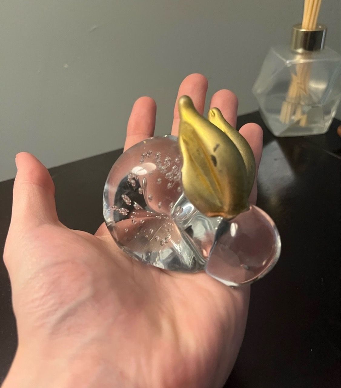 Clear GlassArt Bunny Rabbit Paperweight With Gold Ears - photo 3