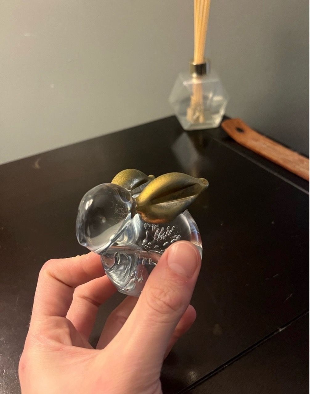 Clear GlassArt Bunny Rabbit Paperweight With Gold Ears - photo 4
