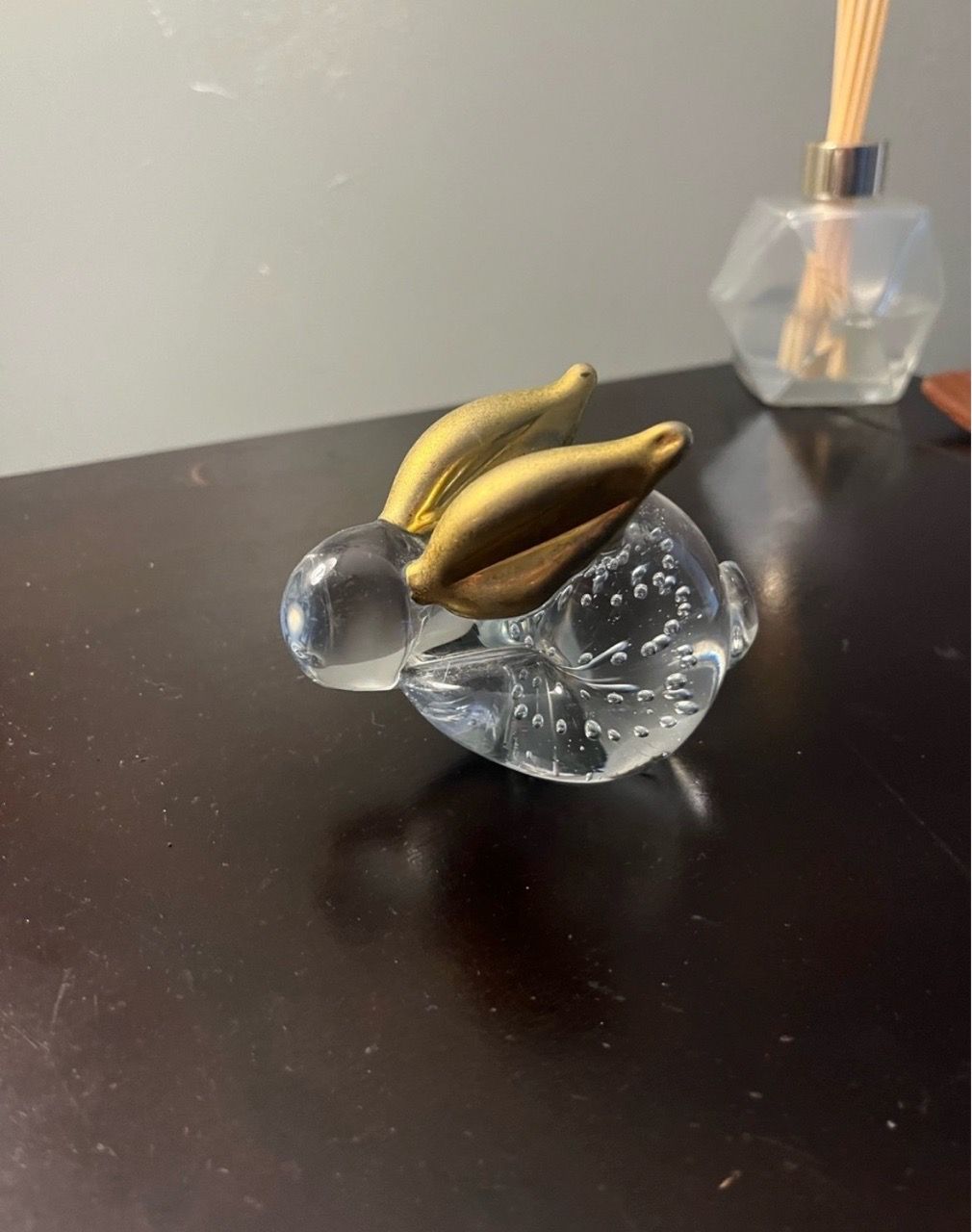 Clear GlassArt Bunny Rabbit Paperweight With Gold Ears - photo 5