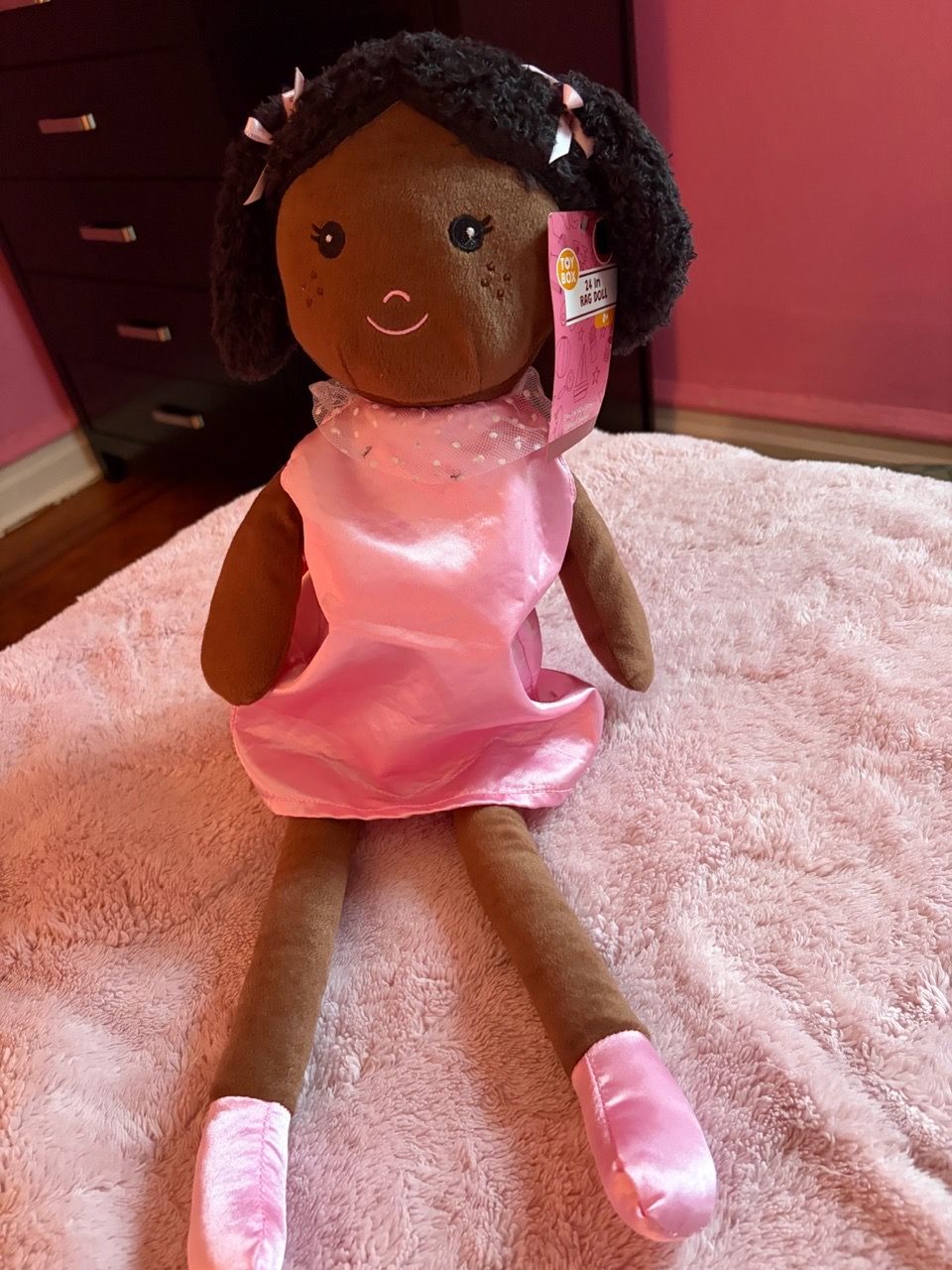 24-Inch Rag Doll Toy with Pink Dress