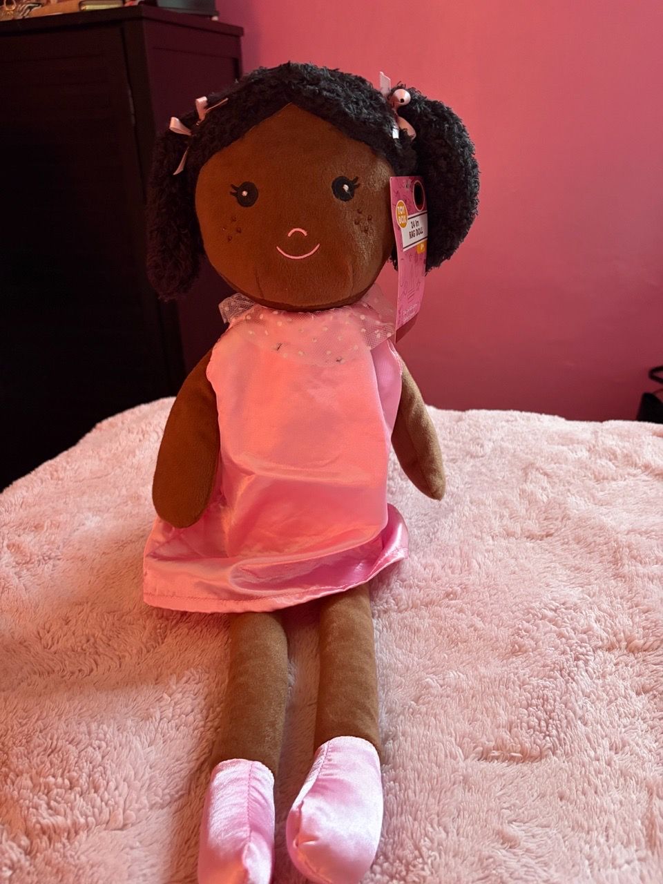 24-Inch Rag Doll Toy with Pink Dress - photo 3