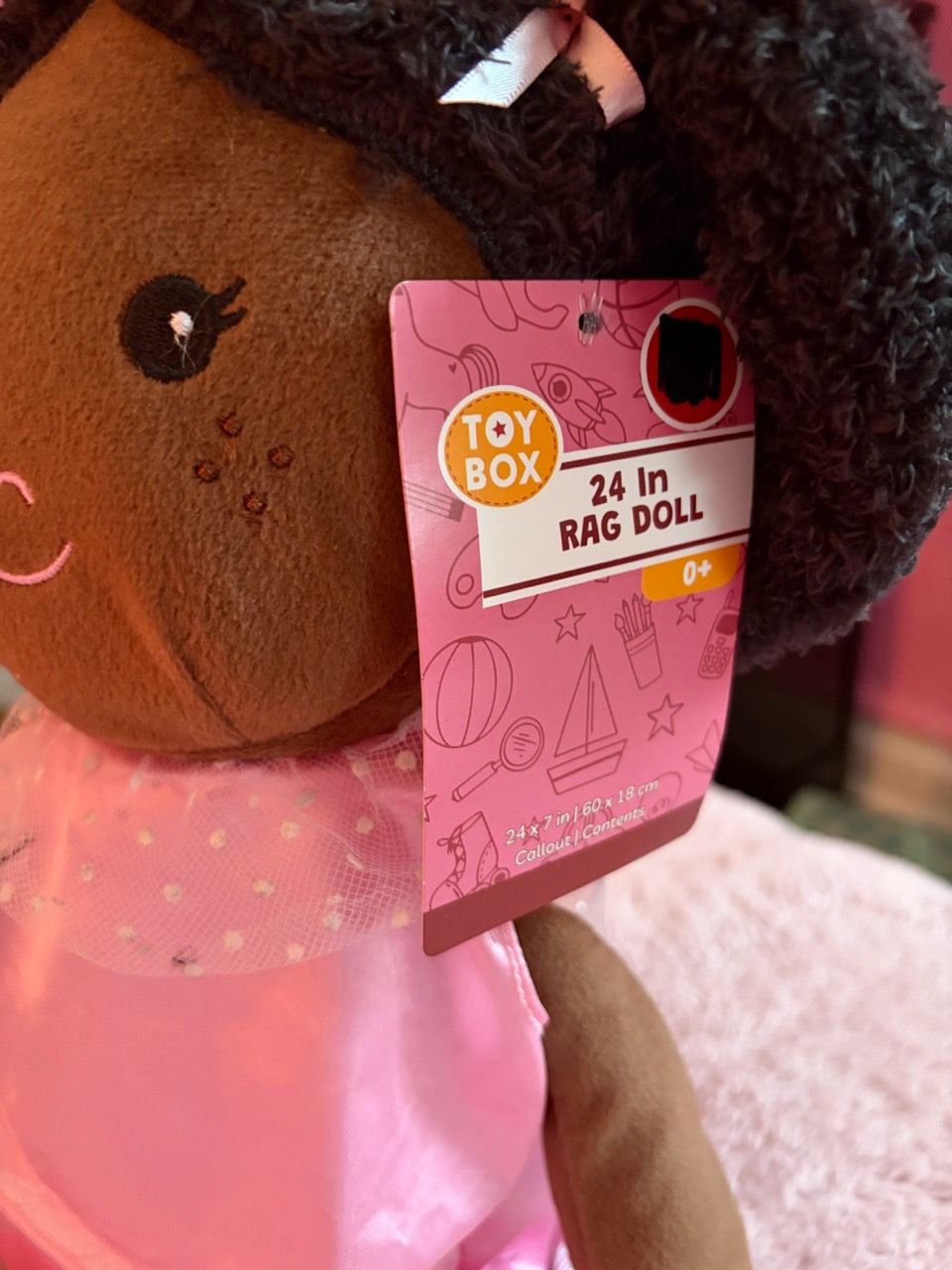 24-Inch Rag Doll Toy with Pink Dress - photo 4