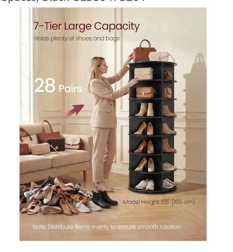 7-Tier 360° Rotating Shoe Rack - Black - photo 3