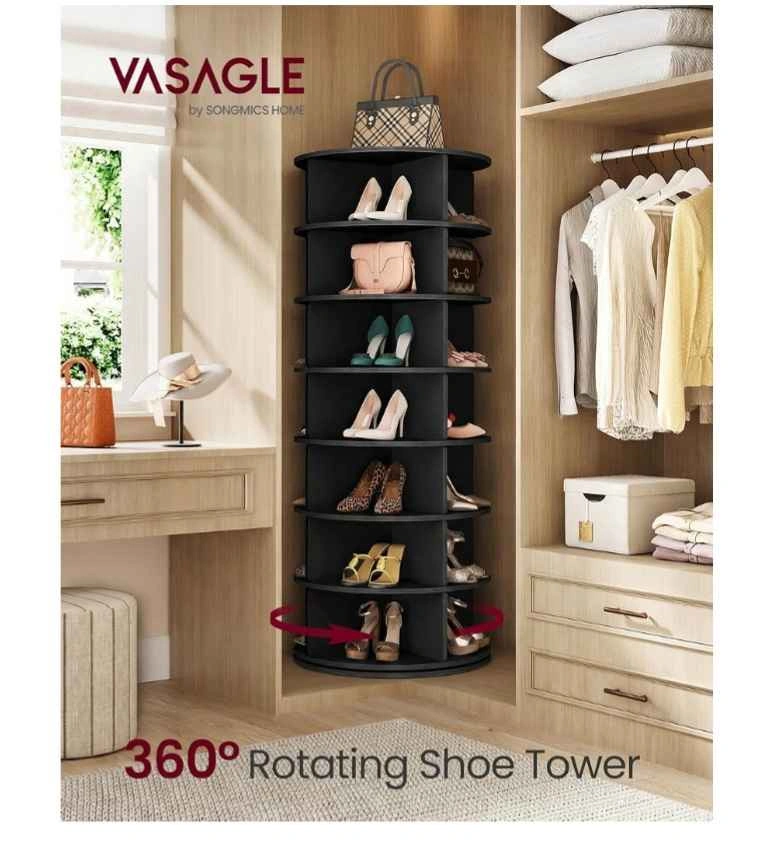 7-Tier 360° Rotating Shoe Rack - Black - photo 5