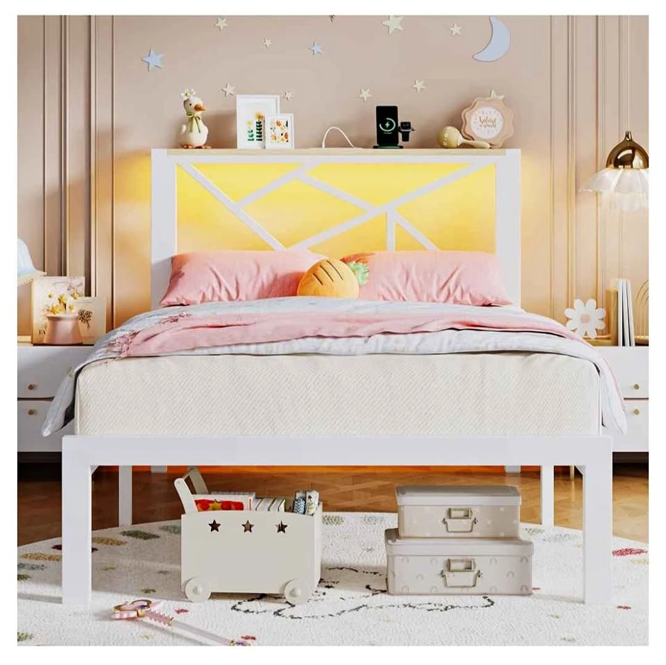 Brand new Twin Size Metal Bed Frame with RGB LED Headboard