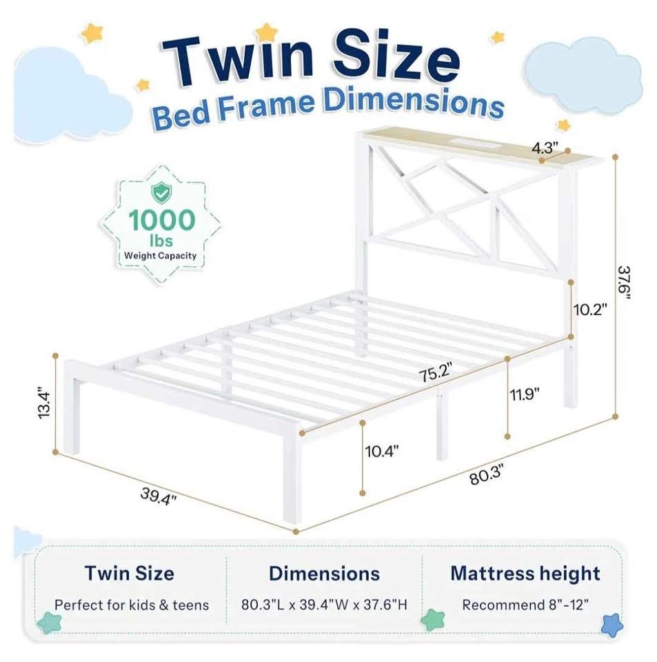 Brand new Twin Size Metal Bed Frame with RGB LED Headboard - photo 2
